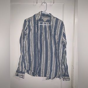 Brad McNutt Irish Linen for J. Crew Blue Striped Buttonup-size M